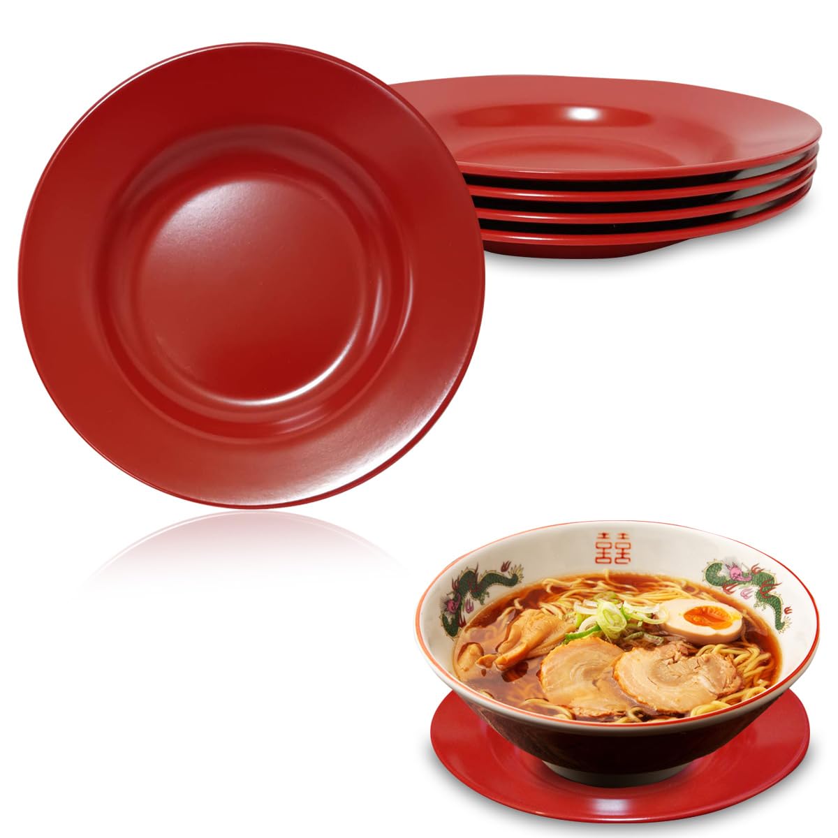 Amazon.co.jp: MMmall ラーメン 受け皿 受皿 下皿 スープ皿 メラミン